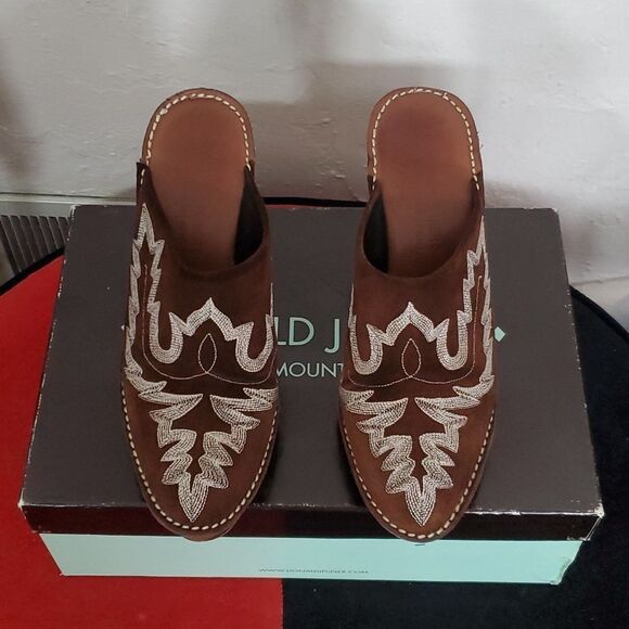 Donald J. Pliner Bozza Western Suede Clogs in Brandy Size 7 - Picture 2 of 14